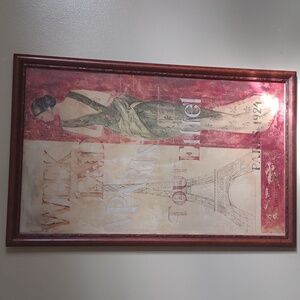 Lithograph with glass and wood frame